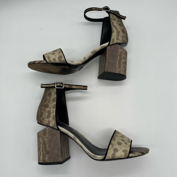 Alexander Wang Abby Animal Print Leather Block Heel Sandals - Natural - 36.5 - Picture 9 of 15